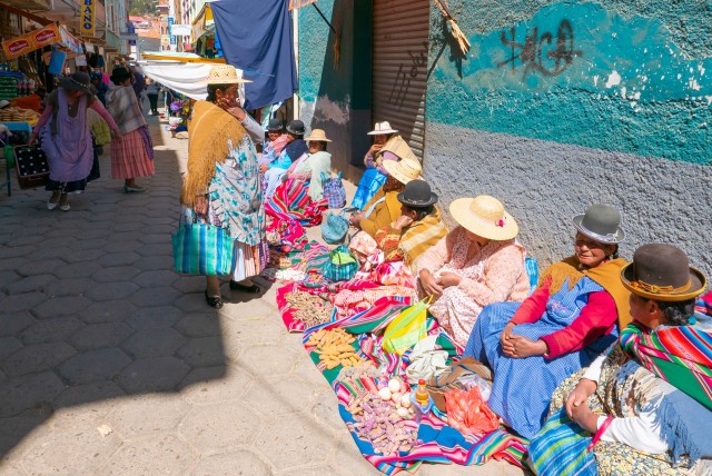 Women selling street food in Bolivia